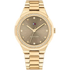 Tommy Hilfiger Piper 1782725 Crystal Bezel Bronze Dial Gold-Tone Stainless Steel Women's Watch