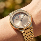 Tommy Hilfiger Piper 1782725 Crystal Bezel Bronze Dial Gold-Tone Stainless Steel Women's Watch