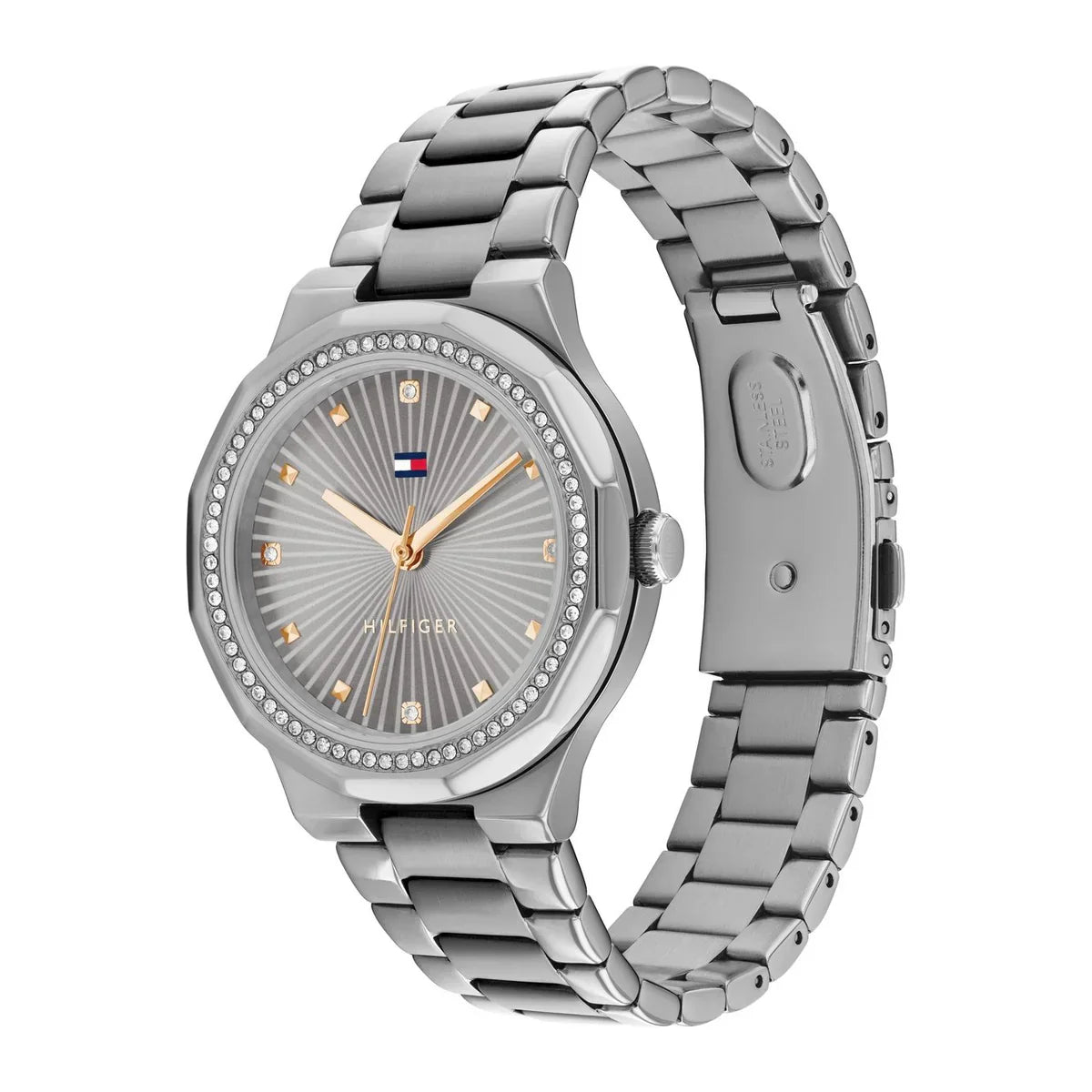 Tommy Hilfiger Piper 1782727 Crystal Bezel Grey Dial Silver Stainless Steel Women's Watch