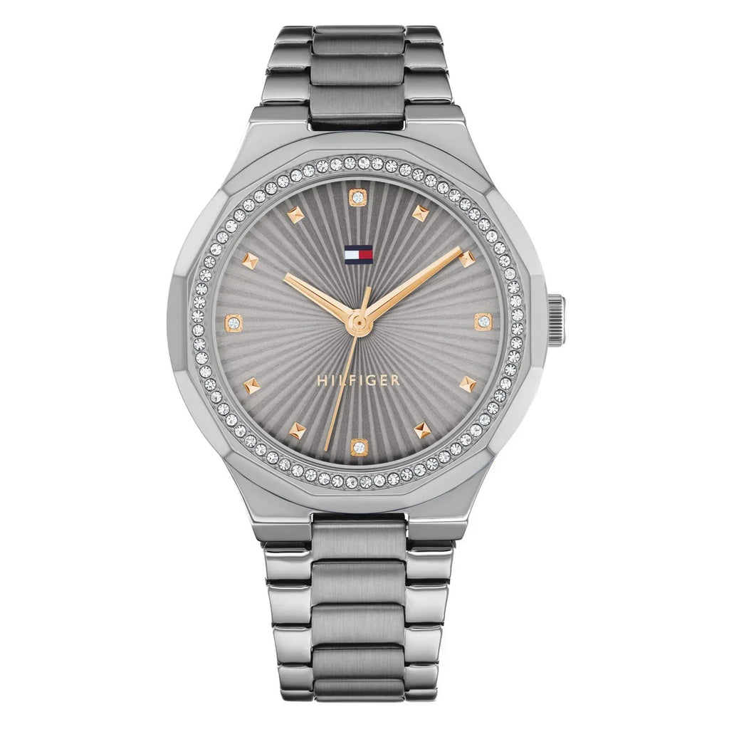 Tommy Hilfiger Piper 1782727 Crystal Bezel Grey Dial Silver Stainless Steel Women's Watch