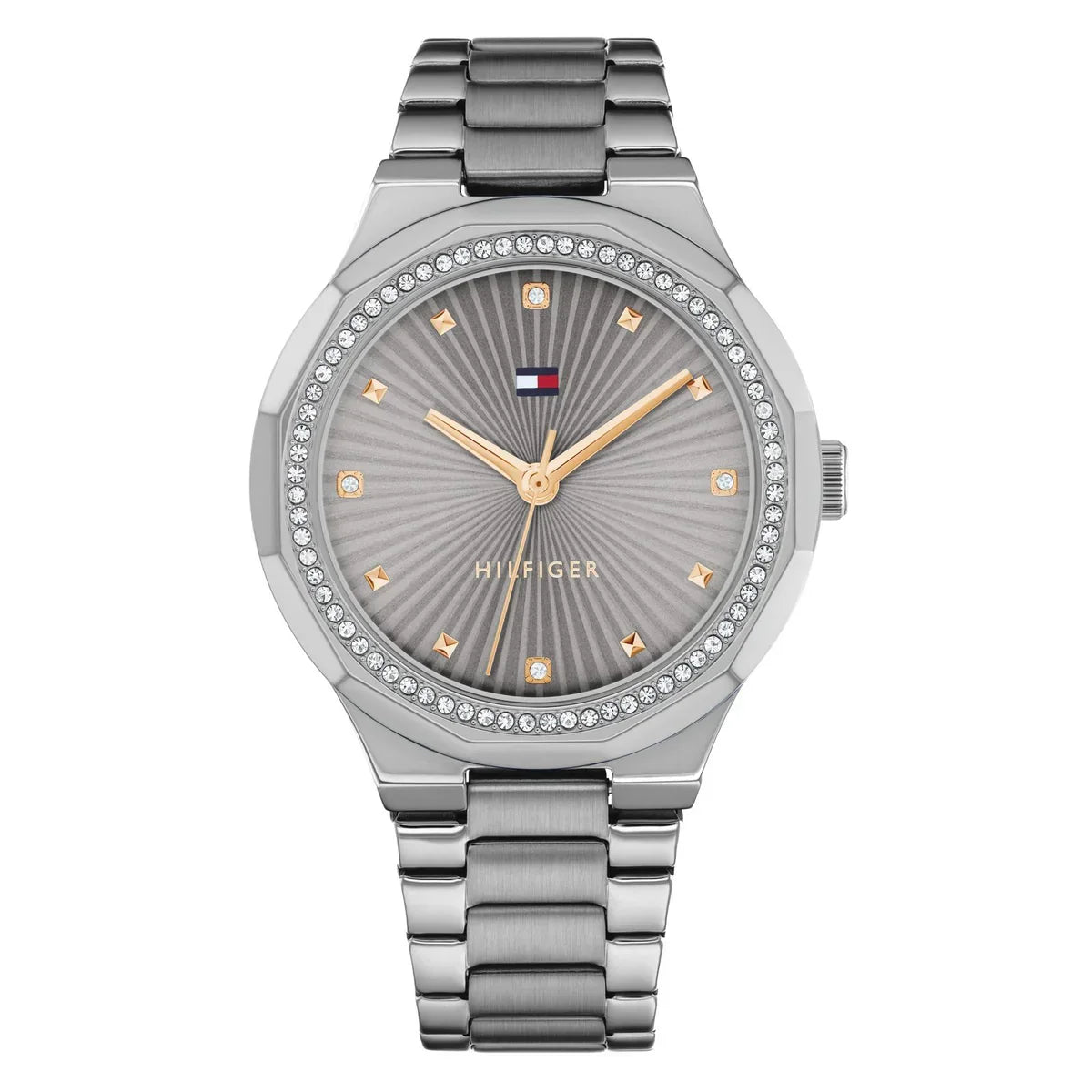 Tommy Hilfiger Piper 1782727 Crystal Bezel Grey Dial Silver Stainless Steel Women's Watch