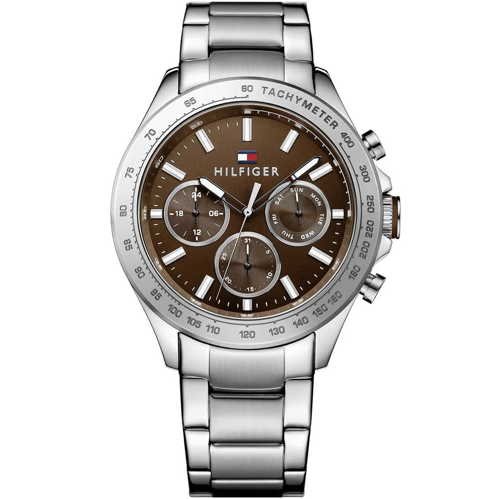 1791229 Tommy Hilfiger Hudson Men's Multi-Function Analog Watch - Brown Dial - Stainless Steel -