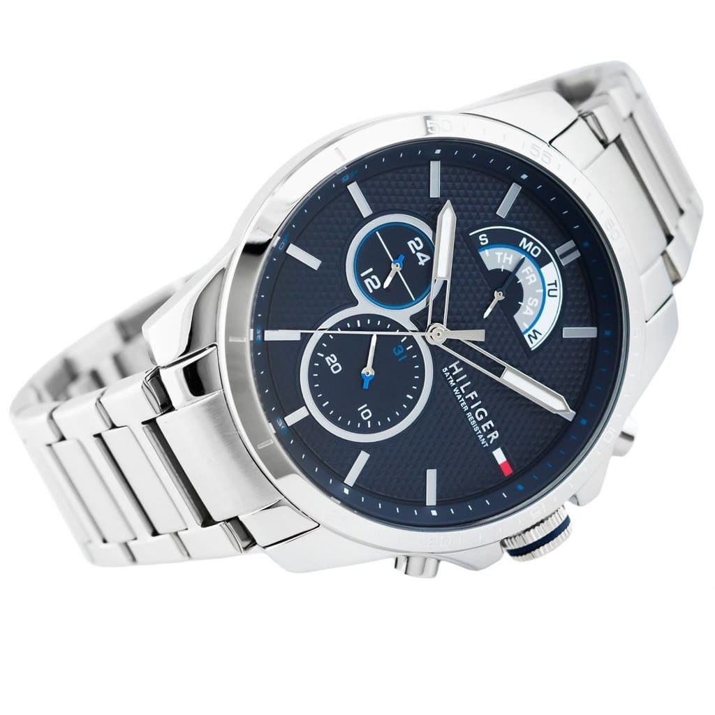 Tommy Hilfiger Decker 1791348 Silver-Tone Blue Dial Men's Watch