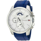 Tommy Hilfiger Decker 1791349 Silver Case White Dial Blue Rubber Men's Watch