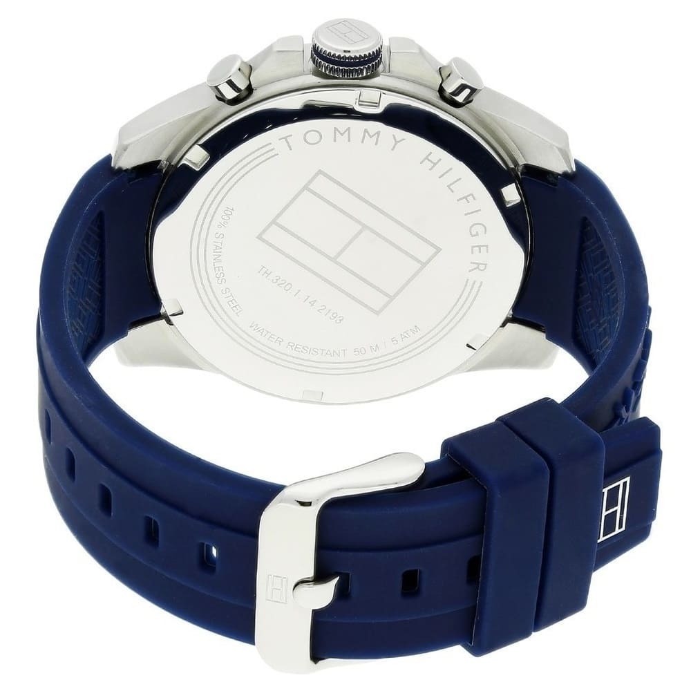 Tommy Hilfiger Decker 1791349 Silver Case White Dial Blue Rubber Men's Watch