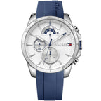 Tommy Hilfiger Decker 1791349 Silver Case White Dial Blue Rubber Men's Watch