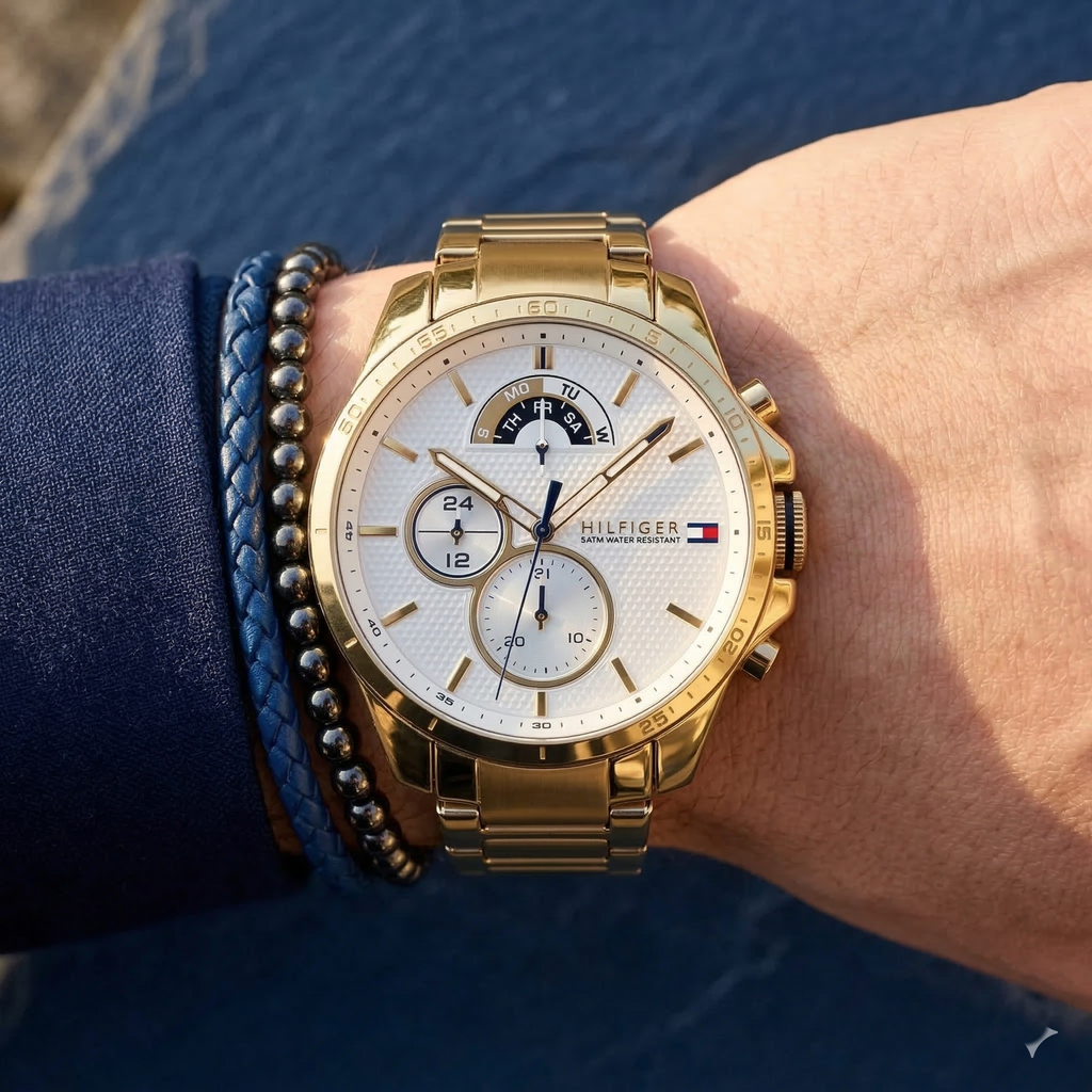 Tommy Hilfiger Decker 1791538 Gold-Tone White Dial Men's Watch