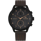 Original Tommy Hilfiger Chase Men's Watch - Black Case & Brown Leather (1791577)