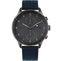 Tommy Hilfiger Chase 1791578 Gunmetal Gray Dial Blue Leather Men's Watch