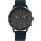 Tommy Hilfiger Chase 1791578 Gunmetal Gray Dial Blue Leather Men's Watch