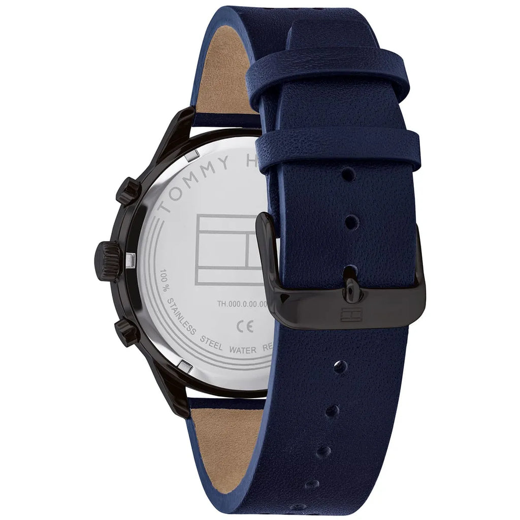 Tommy Hilfiger Chase 1791578 Gunmetal Gray Dial Blue Leather Men's Watch