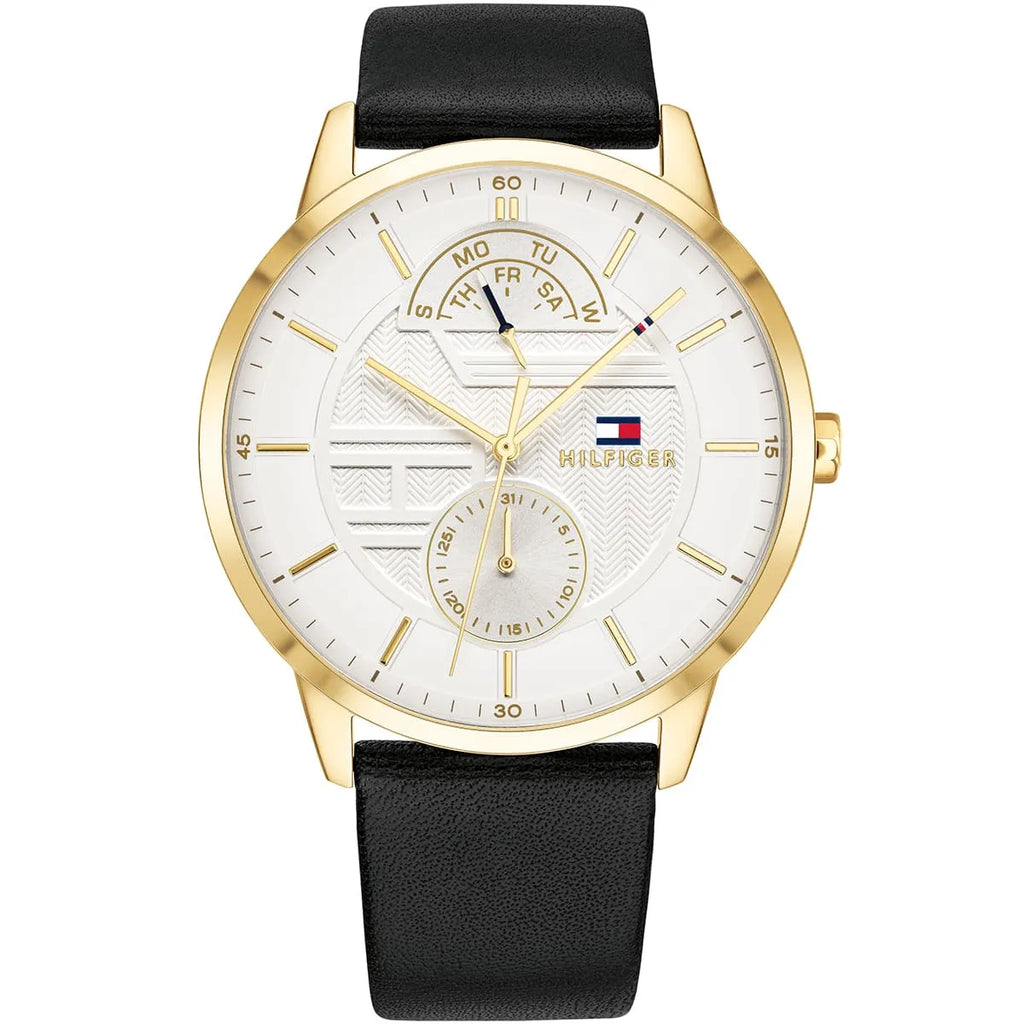 Original Tommy Hilfiger Hunter Men's Watch - Gold Case & Black Leather (1791606)