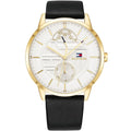 Original Tommy Hilfiger Hunter Men's Watch - Gold Case & Black Leather (1791606)