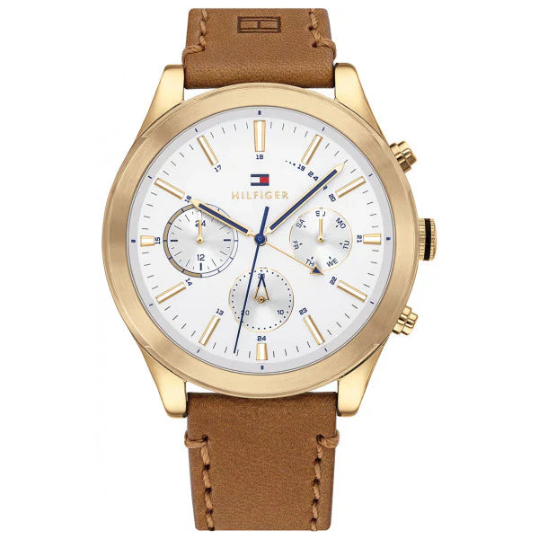 Tommy Hilfiger Ashton 1791742 Gold Case White Dial Light Brown Leather Men's Watch