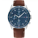 Tommy Hilfiger Aiden 1791837 Multi-Function Blue Dial Men's Brown Leather Watch