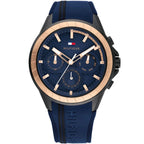 Tommy Hilfiger Aiden 1791860 Multi-Function Blue Dial Men's Blue Rubber Watch
