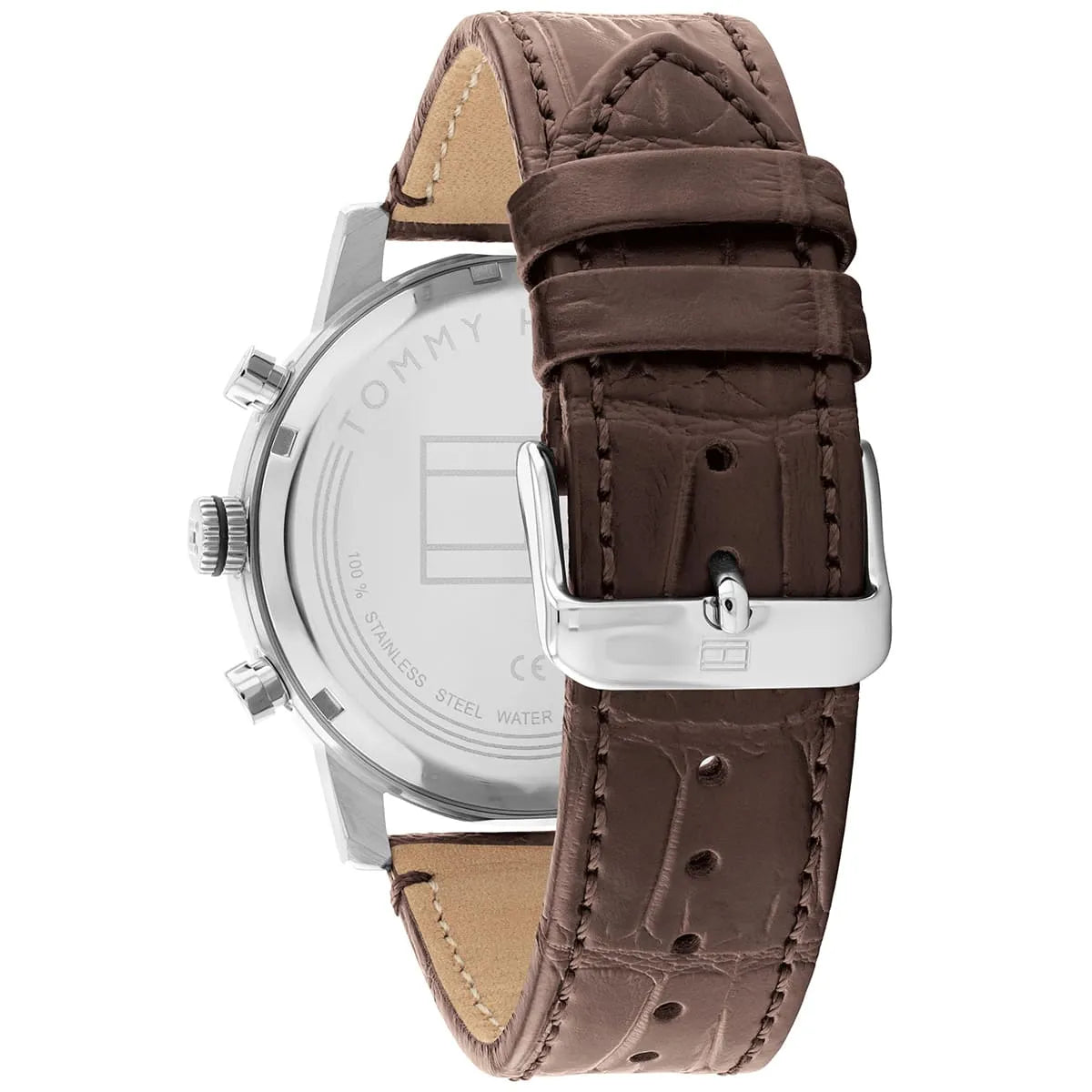 1791884 Tommy Hilfiger Sullivan Men's Chronograph Two-Tone Silver Case Brown Leather Strap Watch