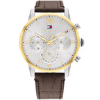 1791884 Tommy Hilfiger Sullivan Men's Chronograph Two-Tone Silver Case Brown Leather Strap Watch