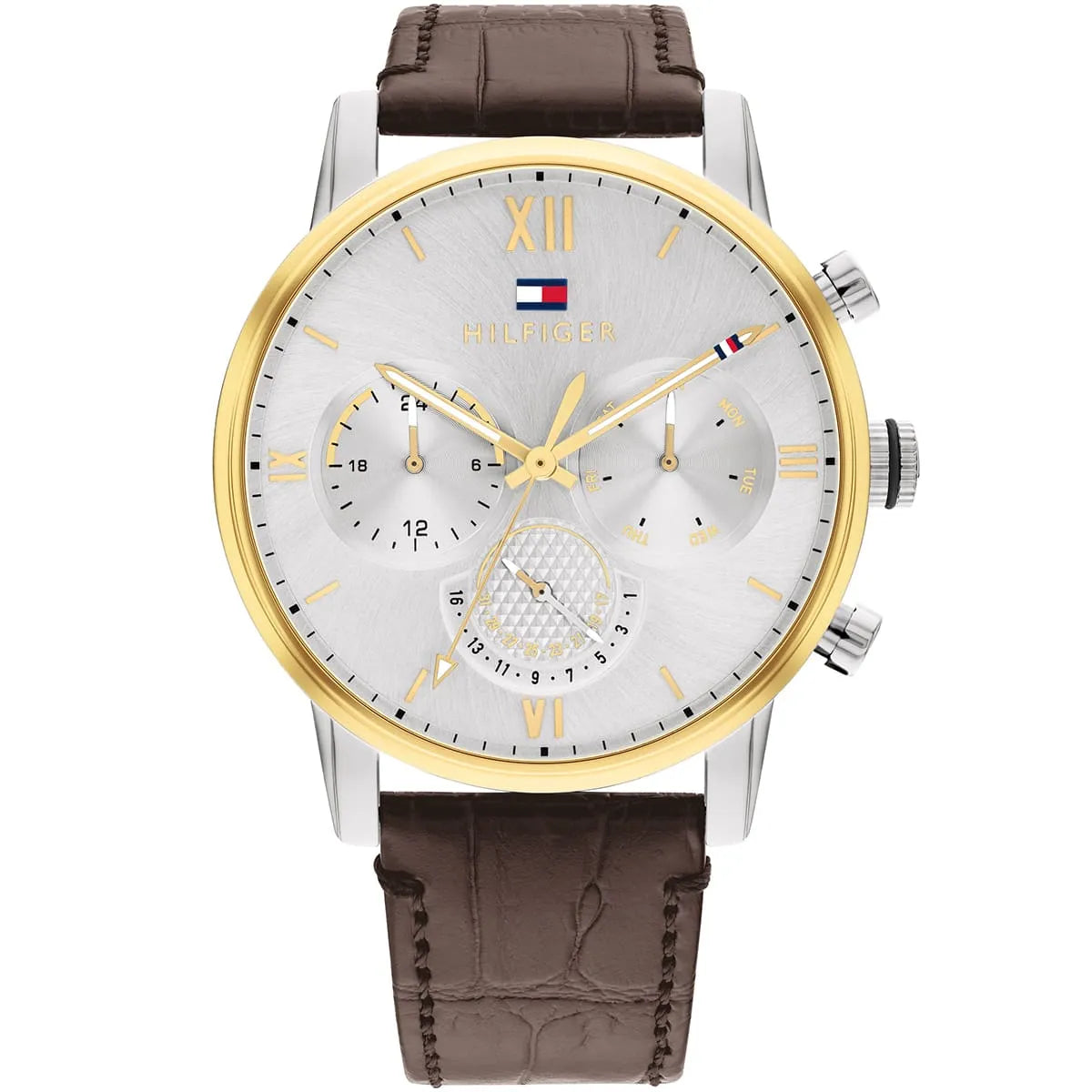 1791884 Tommy Hilfiger Sullivan Men's Chronograph Two-Tone Silver Case Brown Leather Strap Watch