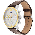 1791884 Tommy Hilfiger Sullivan Men's Chronograph Two-Tone Silver Case Brown Leather Strap Watch