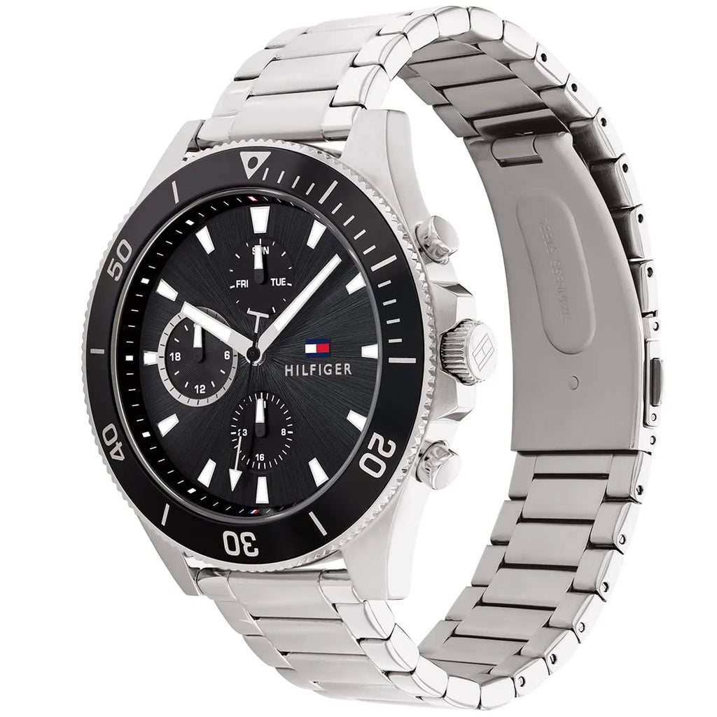 Tommy Hilfiger Larson 1791916 Multi-Function Black Dial Men's Silver Steel Watch