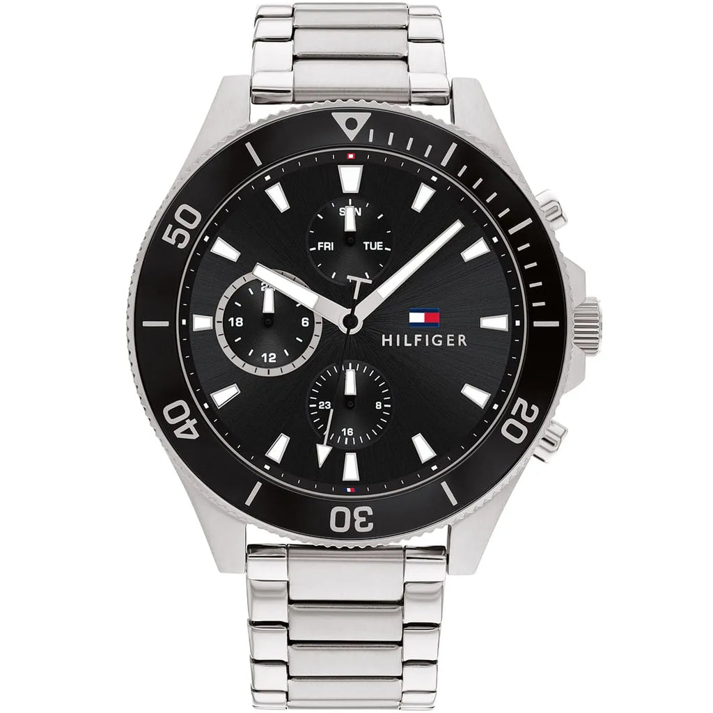 Tommy Hilfiger Larson 1791916 Multi-Function Black Dial Men's Silver Steel Watch