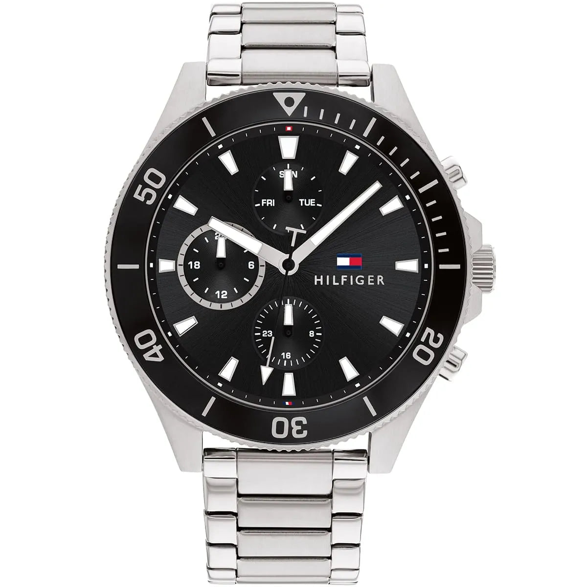 Tommy Hilfiger Larson 1791916 Multi-Function Black Dial Men's Silver Steel Watch