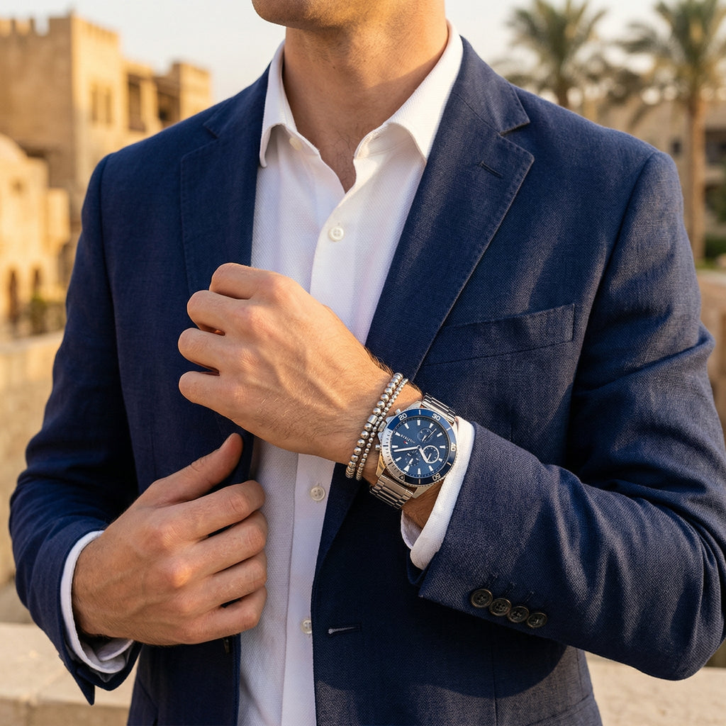 Tommy Hilfiger Larson 1791917 Multi-Function Blue Dial Men's Silver Steel Watch