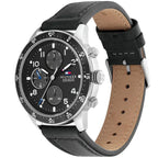 Tommy Hilfiger Jimmy 1791947 Multi-Function Black Dial Men's Black Leather Watch