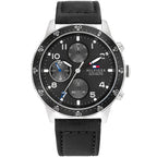Tommy Hilfiger Jimmy 1791947 Multi-Function Black Dial Men's Black Leather Watch