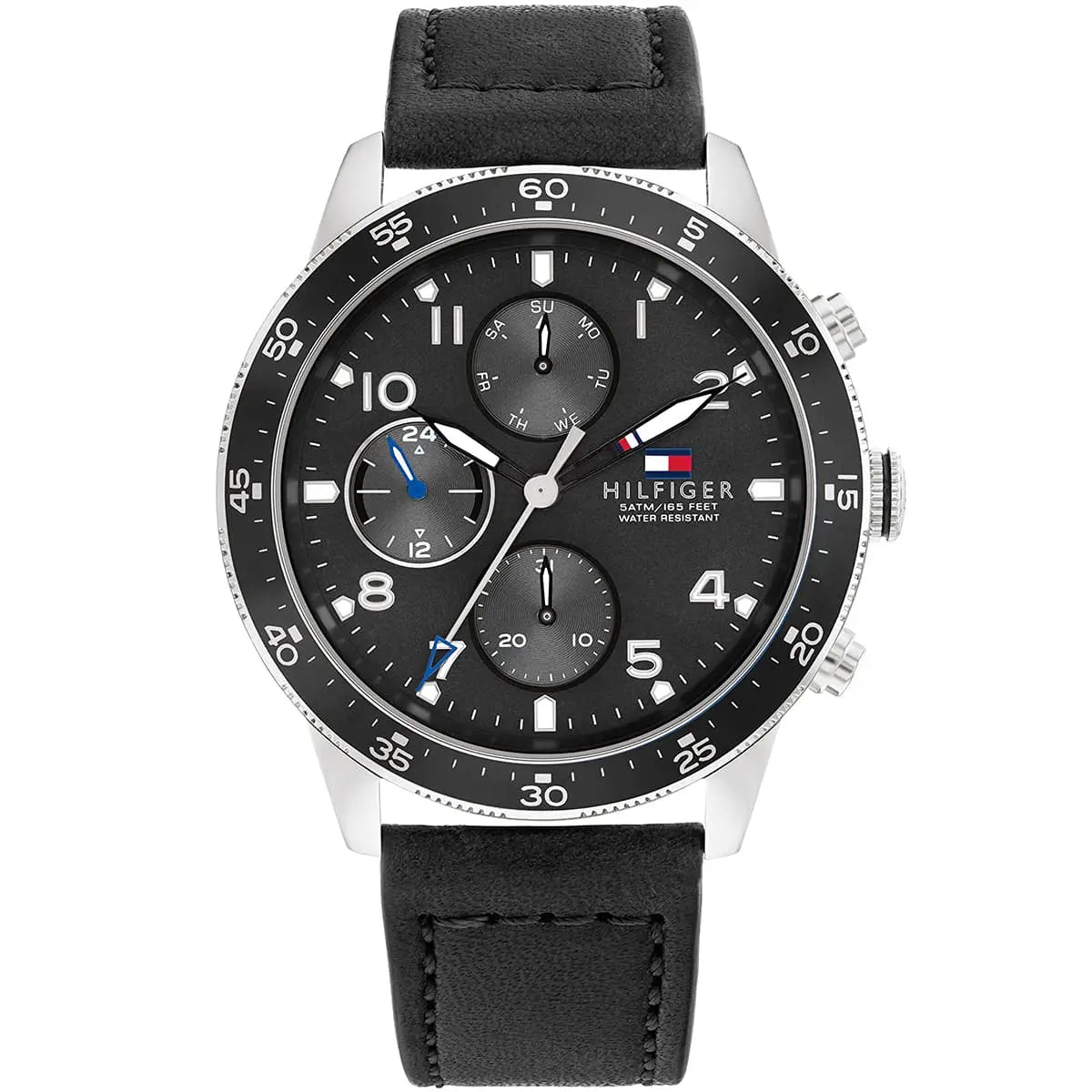 Tommy Hilfiger Jimmy 1791947 Multi-Function Black Dial Men's Black Leather Watch