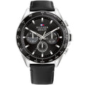 Tommy Hilfiger Damon 1791964 Multi-Function Black Dial Men's Black Leather Watch