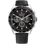 Tommy Hilfiger Damon 1791964 Multi-Function Black Dial Men's Black Leather Watch