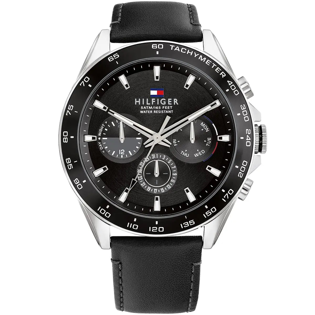 Tommy Hilfiger Damon 1791964 Multi-Function Black Dial Men's Black Leather Watch