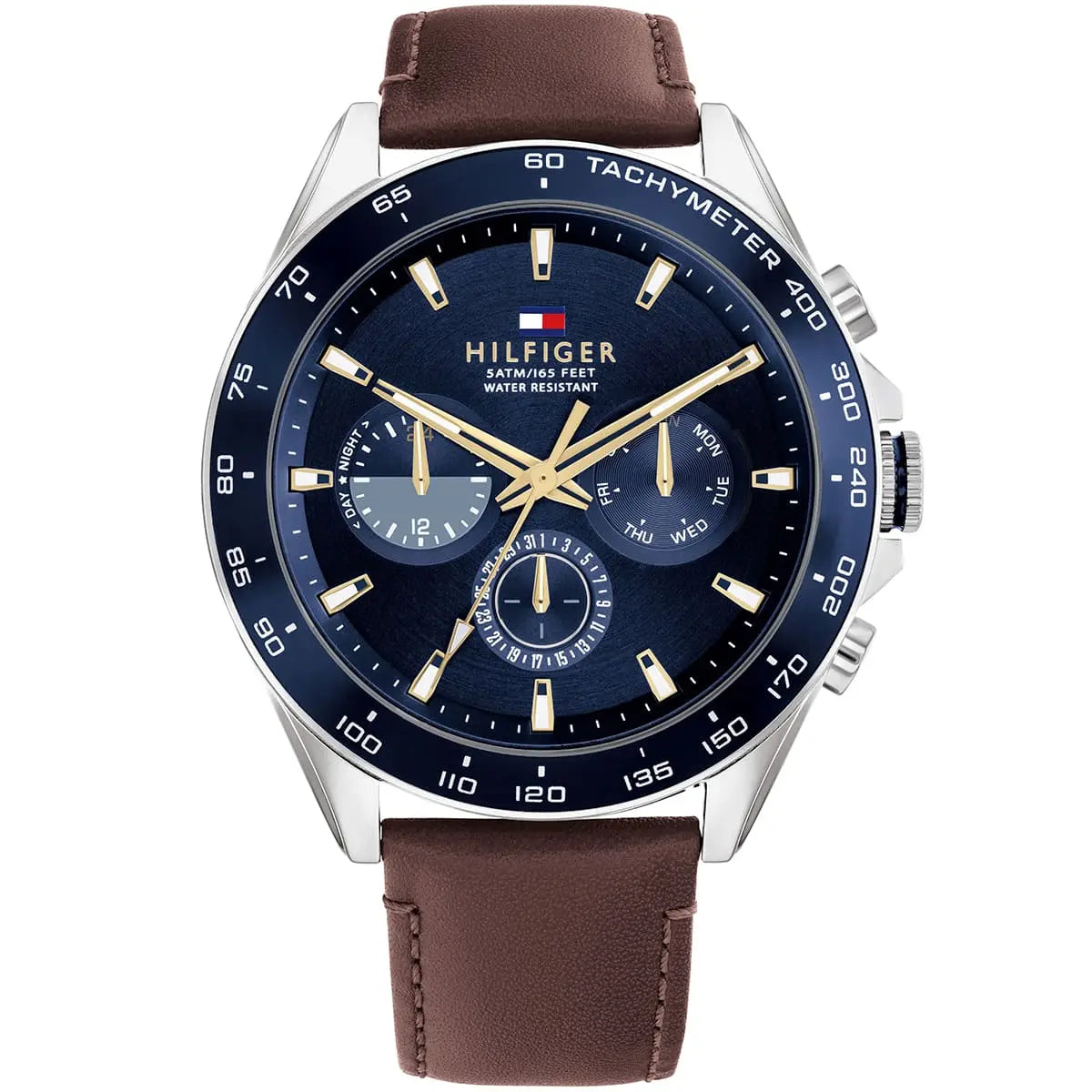 Tommy Hilfiger Damon 1791965 Multi-Function Blue Dial Men's Brown Leather Watch