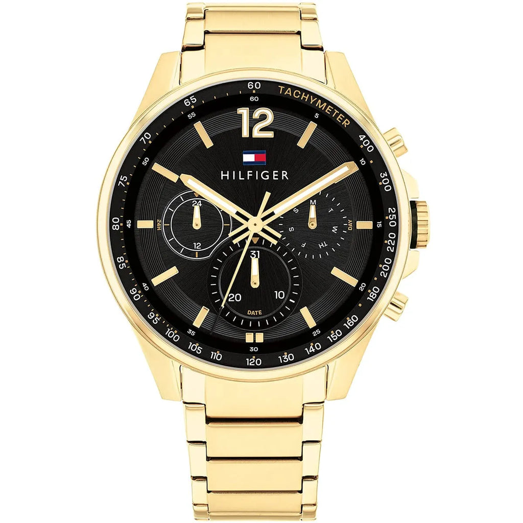 Tommy Hilfiger Damon 1791974 Multi-Function Black Dial Men's Gold-Tone Watch