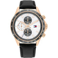 Tommy Hilfiger Miles 1792016 Silver Case White Dial Black Leather Men's Watch