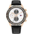 Tommy Hilfiger Miles 1792016 Silver Case White Dial Black Leather Men's Watch