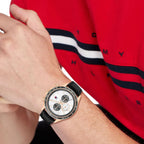 Tommy Hilfiger Miles 1792016 Silver Case White Dial Black Leather Men's Watch