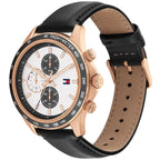 Tommy Hilfiger Miles 1792016 Silver Case White Dial Black Leather Men's Watch