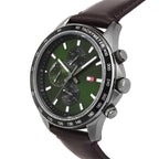 Tommy Hilfiger Miles 1792017 Gunmetal Case Green Dial Brown Leather Men's Watch
