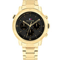 Tommy Hilfiger Troy 1792109 Multi-Function Black Dial Men's Gold-Tone Watch