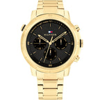 Tommy Hilfiger Troy 1792109 Multi-Function Black Dial Men's Gold-Tone Watch