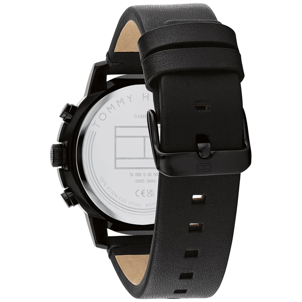 Tommy Hilfiger Troy 1792110 Multi-Function Black Dial Men's Black Leather Watch