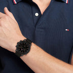 Tommy Hilfiger Troy 1792110 Multi-Function Black Dial Men's Black Leather Watch