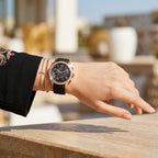 Guess Solar Multi-Function W1135L4 Rose Gold Case Crystal Bezel Black Dial Black Rubber Women's Watch