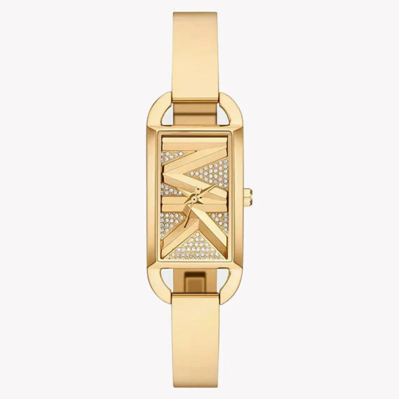 Michael Kors Women's MK Empire Three-Hand Gold-Tone Stainless Steel Logo Bracelet Watch (Model: MK4840), Gold, Modern
