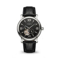Luxury Skeleton Dial Automatic Watch – Nautilus-Inspired Design, Black Dial, Stainless Steel Case & Black Leather Strap