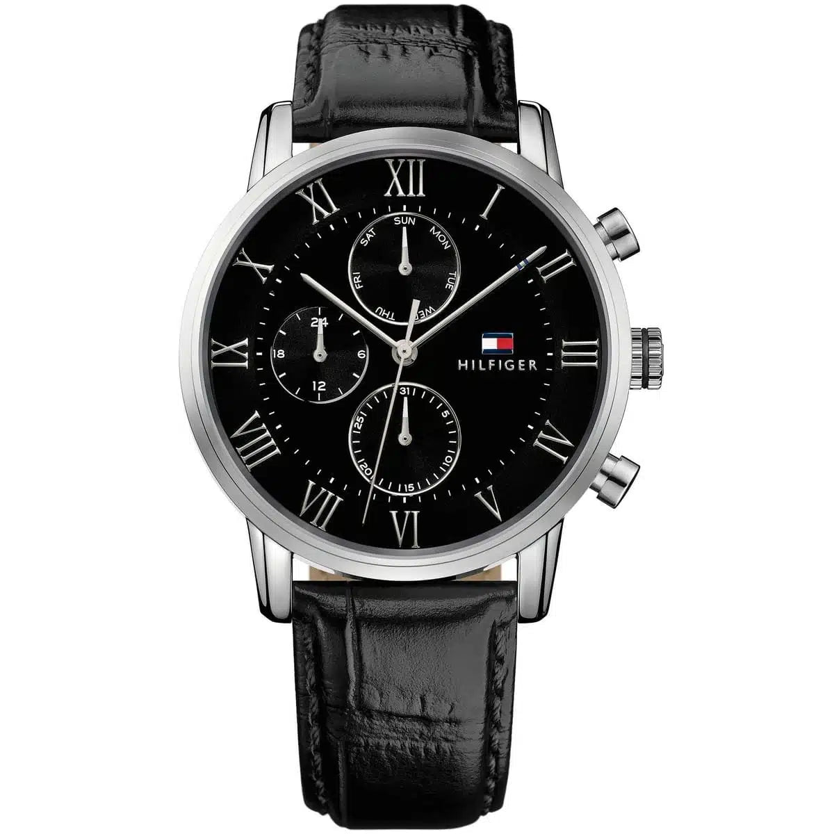 Tommy Hilfiger Kane 1791401 Multi-Function Black Dial Men's Black Leather Watch