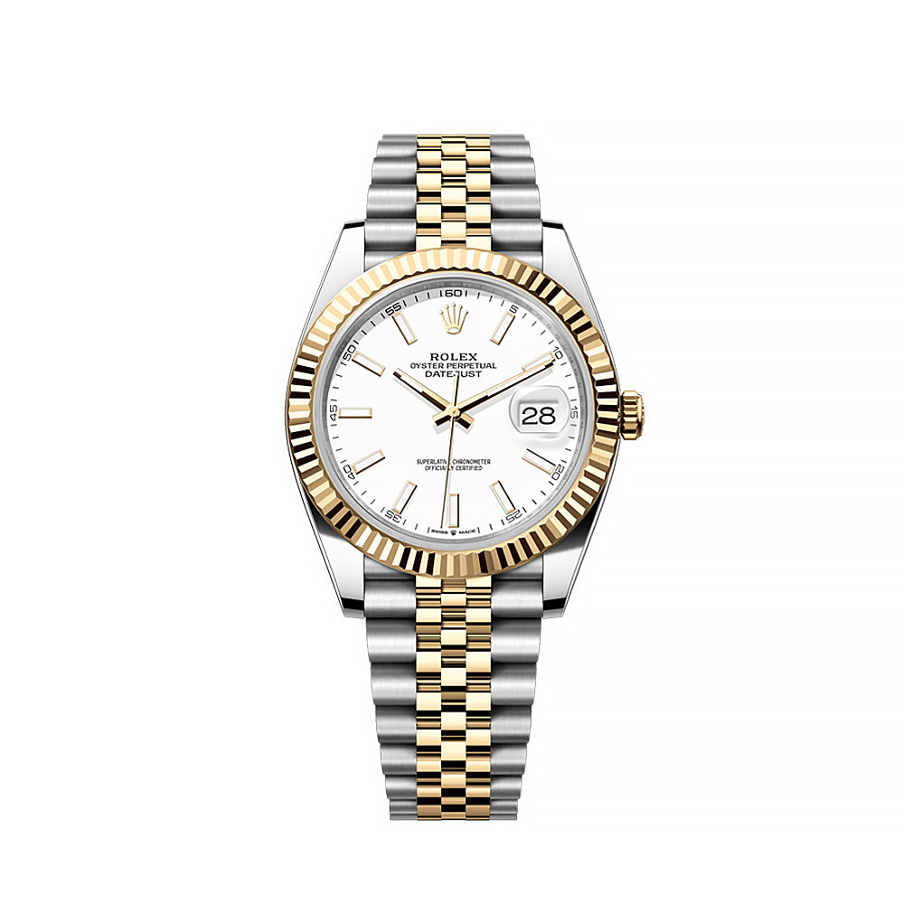 Rolex Datejust 41mm White Dial Half Gold Jubilee Bracelet
